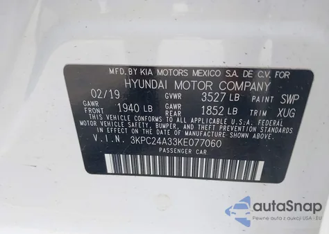 2019 Hyundai Accent Se из США, поврежденный, VIN 3KPC24A33KE077060